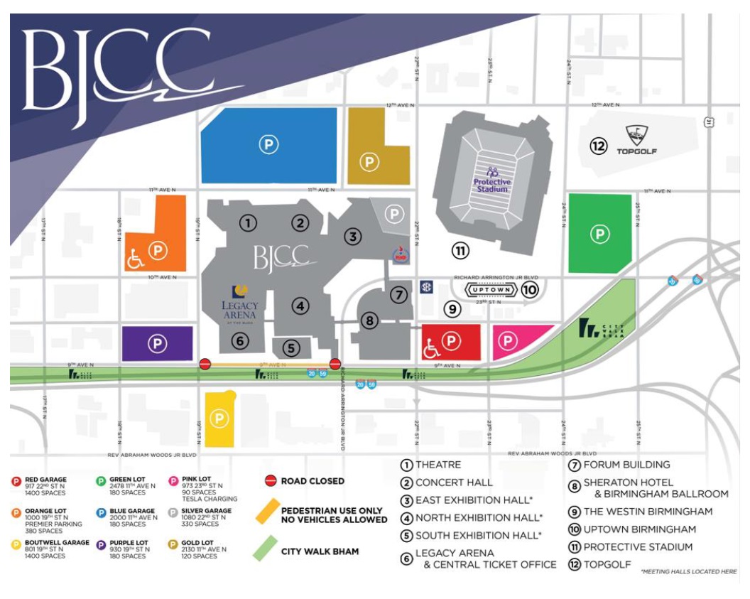 BJCC and parking map