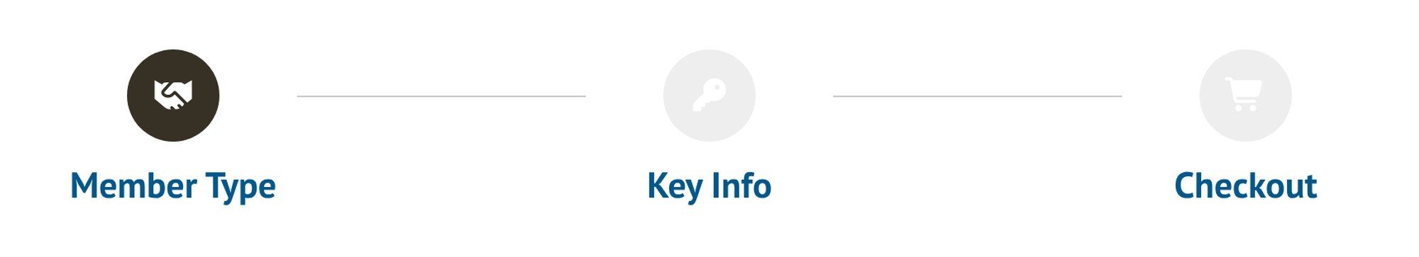 Renewal progress bar with three steps: Member Type, Key Info and Checkout