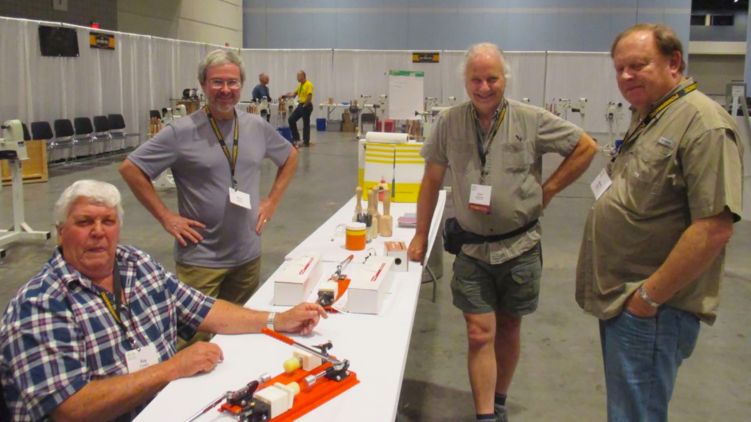 Ray Fenton, Mark James and Carl Durance helping with the pen assembling