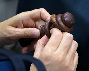 Betty’s rattle being examined by one of the group.They were all very curious as to how it was made