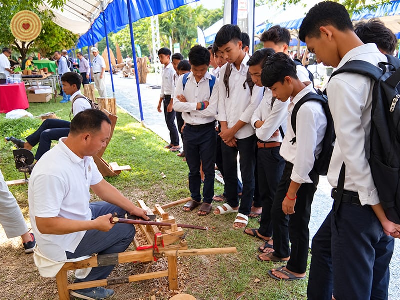 2018 World Wood Day woodturning demonstration in Cambodia