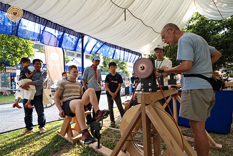 2018 World Wood Day woodturning demonstration in Cambodia