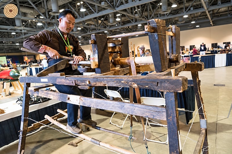 2017 World Wood Day woodturning demonstration in Long Beach, California