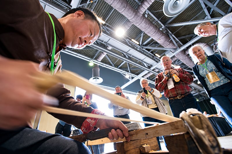 2017 World Wood Day woodturning demonstration in Long Beach, California