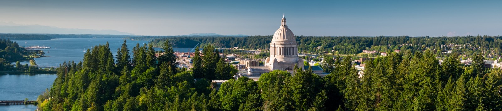 drone view of Olympia Washington State Capital