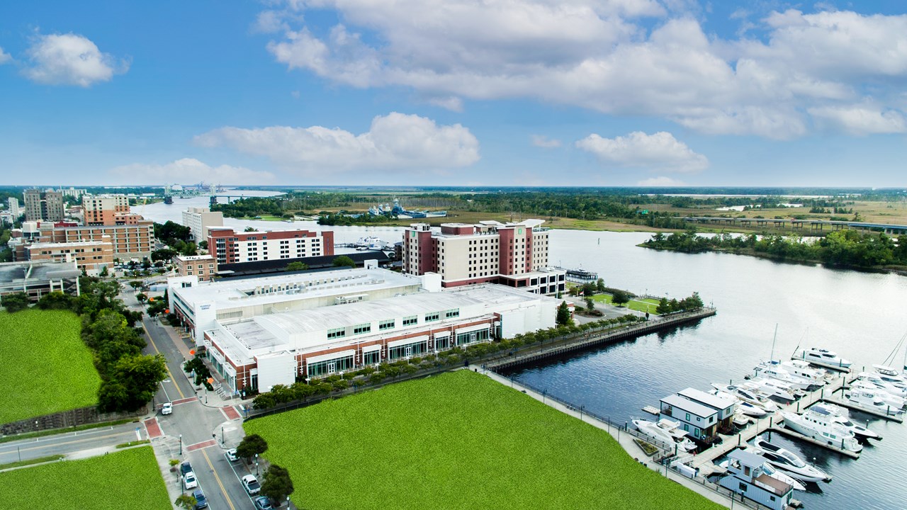 Aerial photo of Wilmington Convention Center