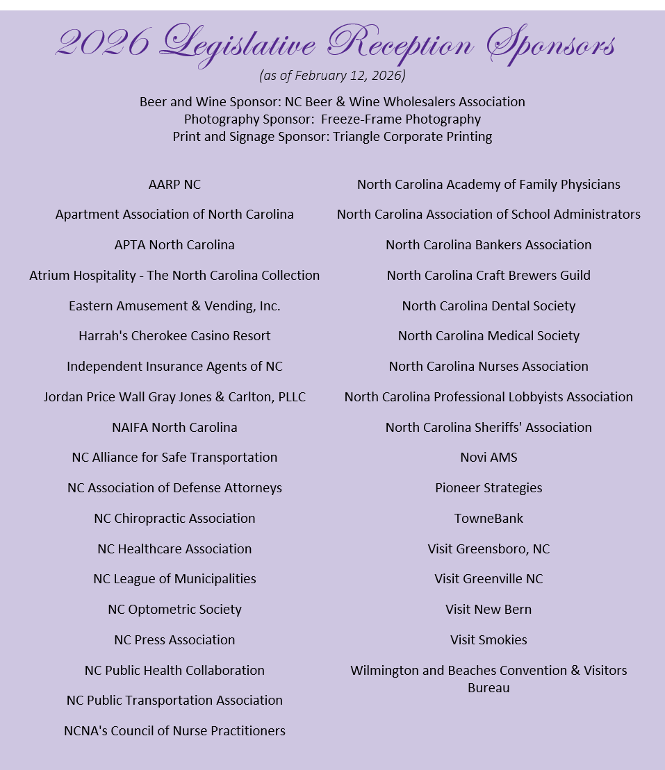 Sponsors for 2026 Legislative Reception