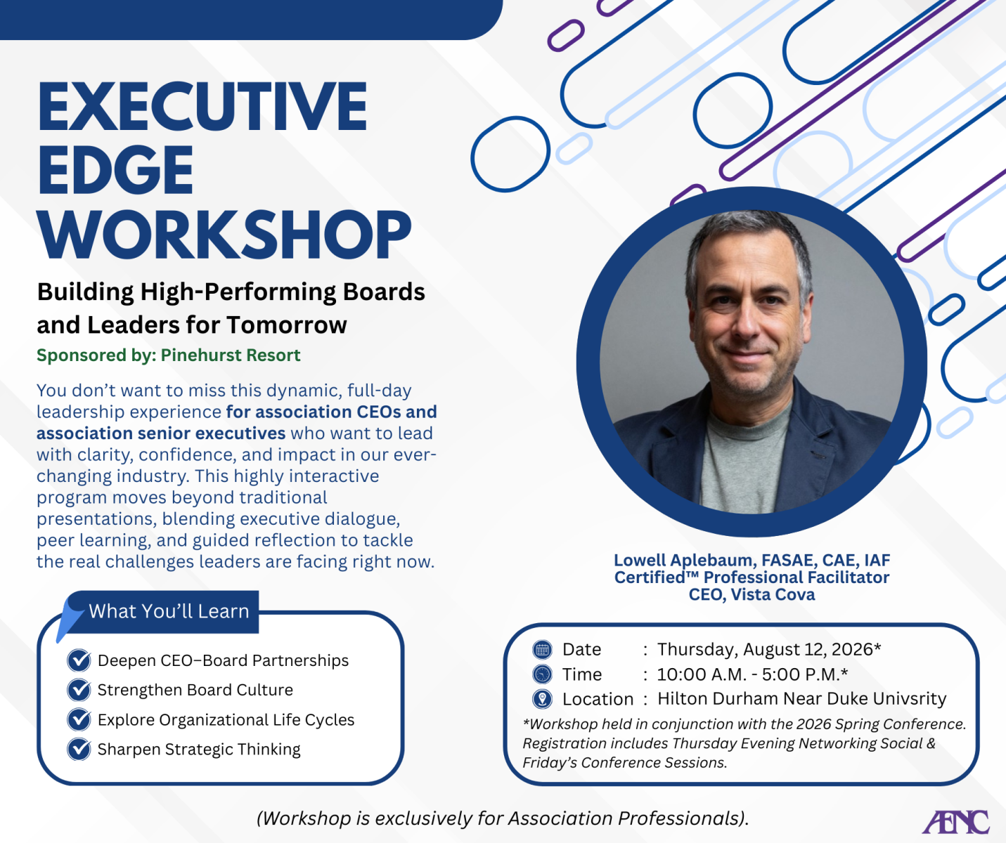 Graphic for the Executive Edge Workshop - Exclusively for Association Professionals