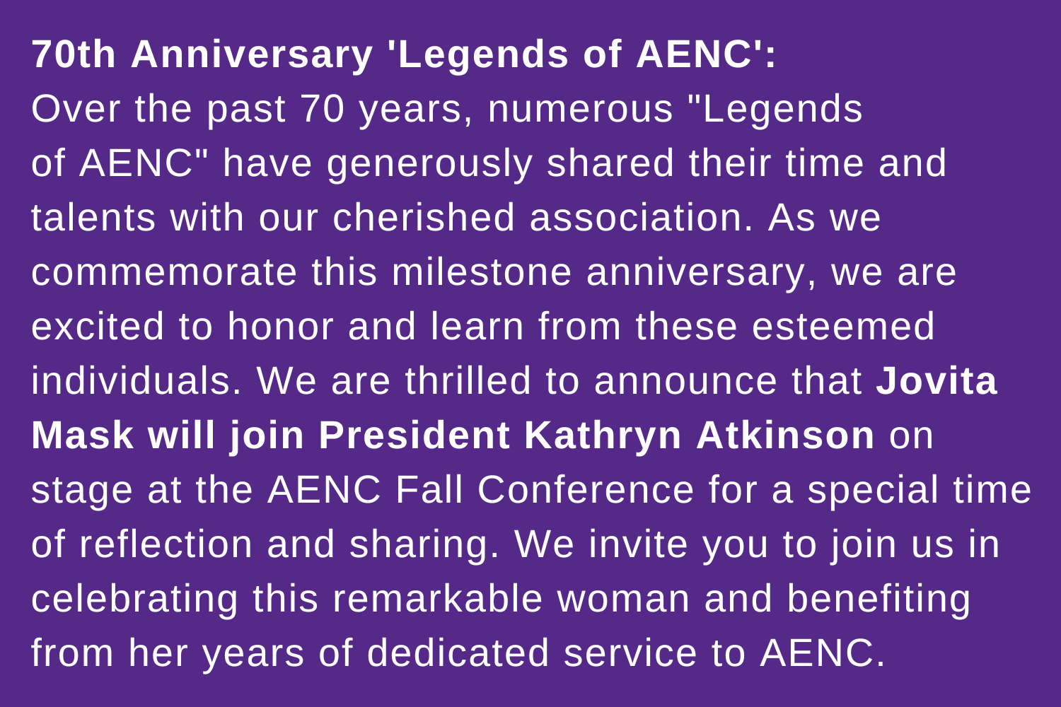 AENC Legends Conversation with Jovita Mask