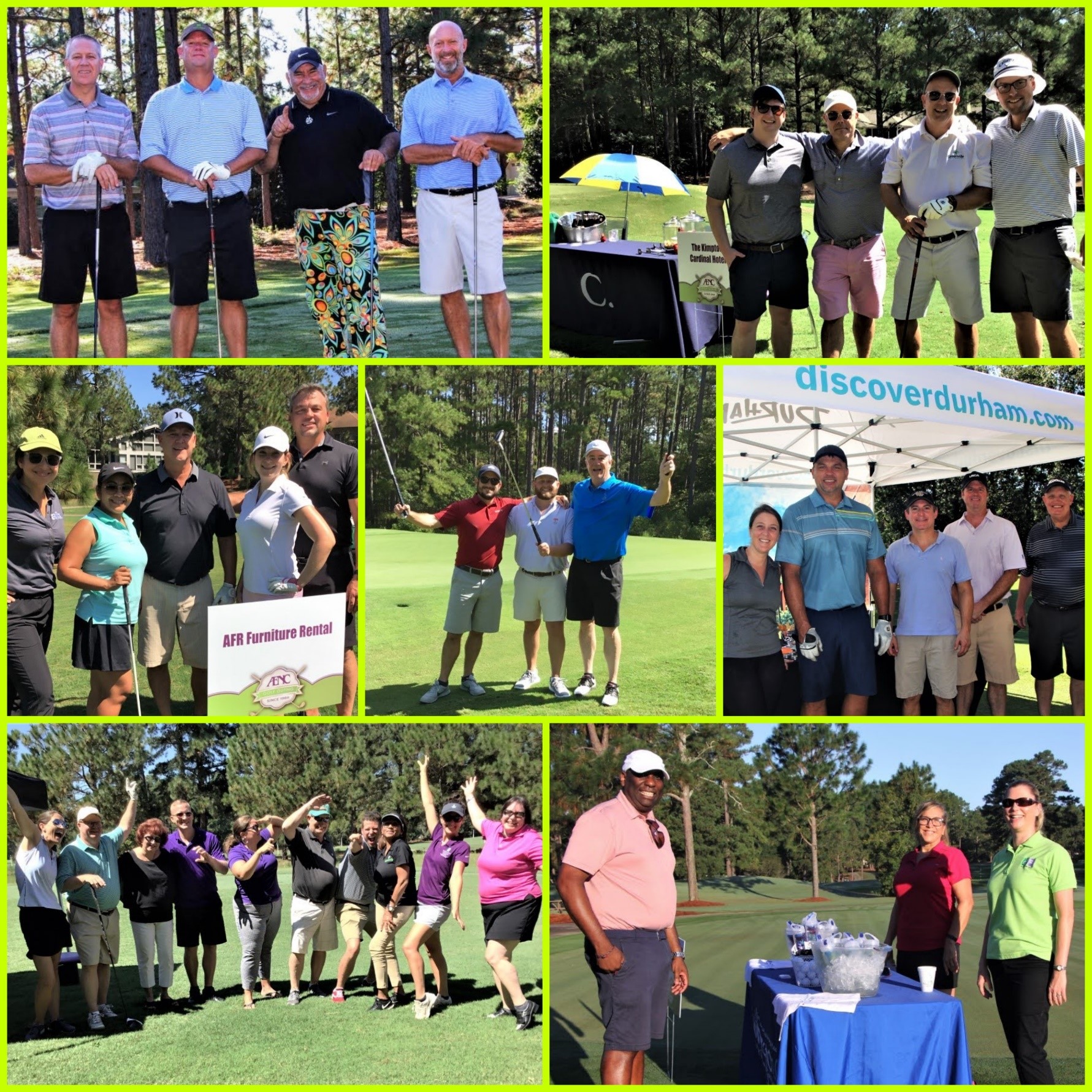 Photo collage of golf outing