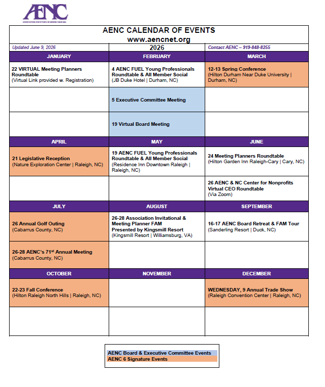 AENC Calendar of Events