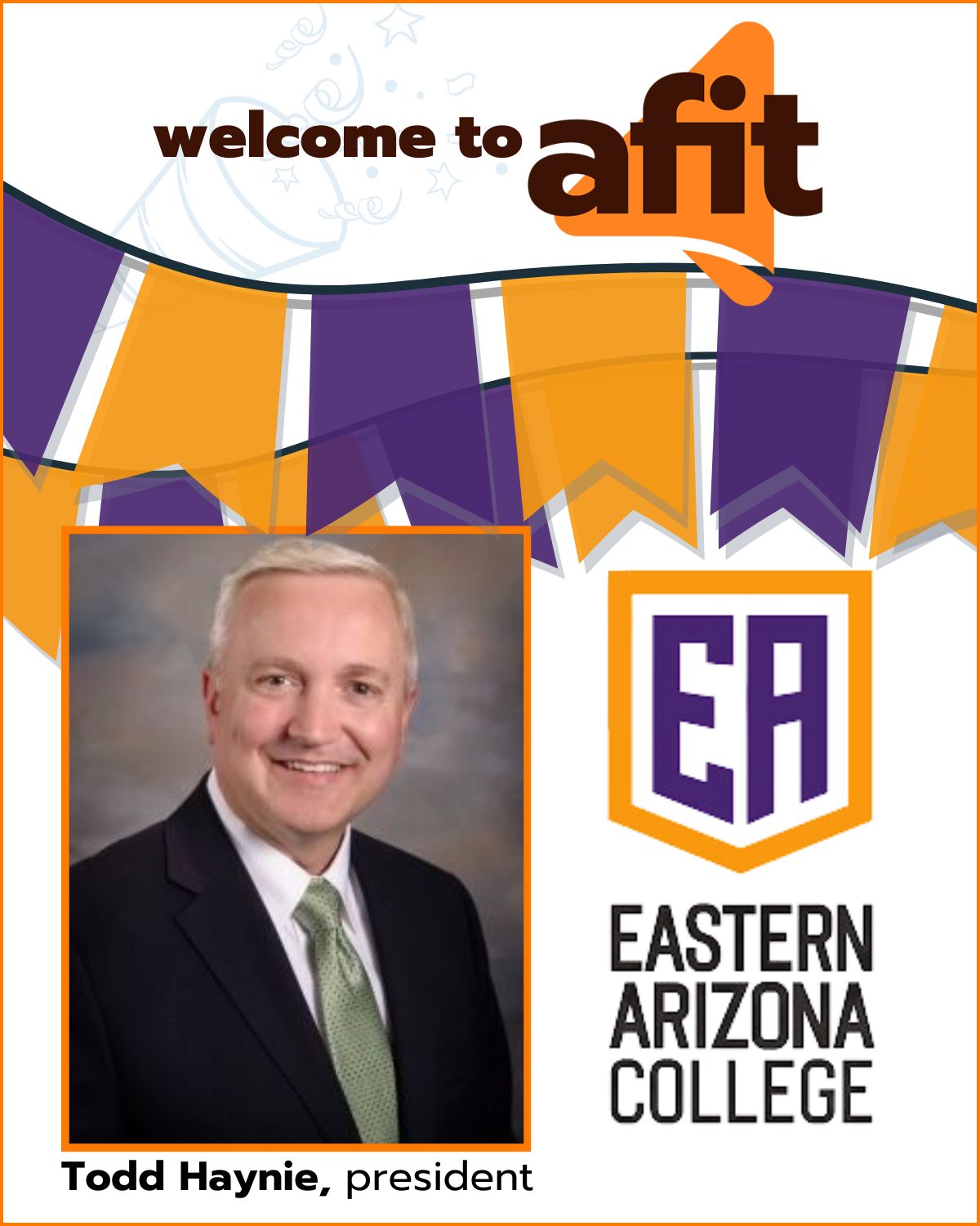 Please join us in welcoming Todd Haynie, president of Eastern Arizona College (EAC), to AFIT.  