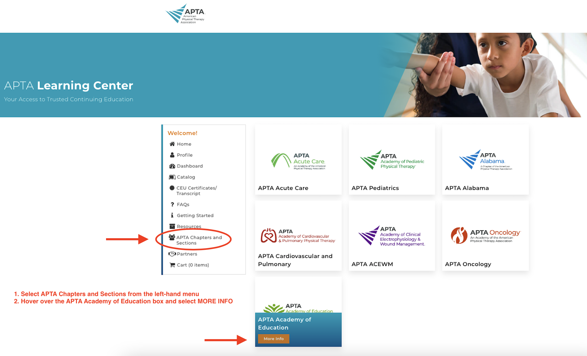 APTA Learning Center Screenshot
