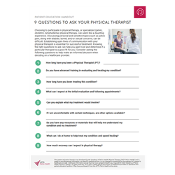Questions to Ask Your Physical Therapist Handout (Digital)