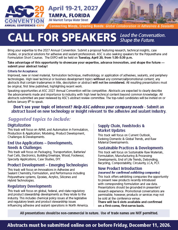 2027 ASC Convention Call for Abstracts Handout