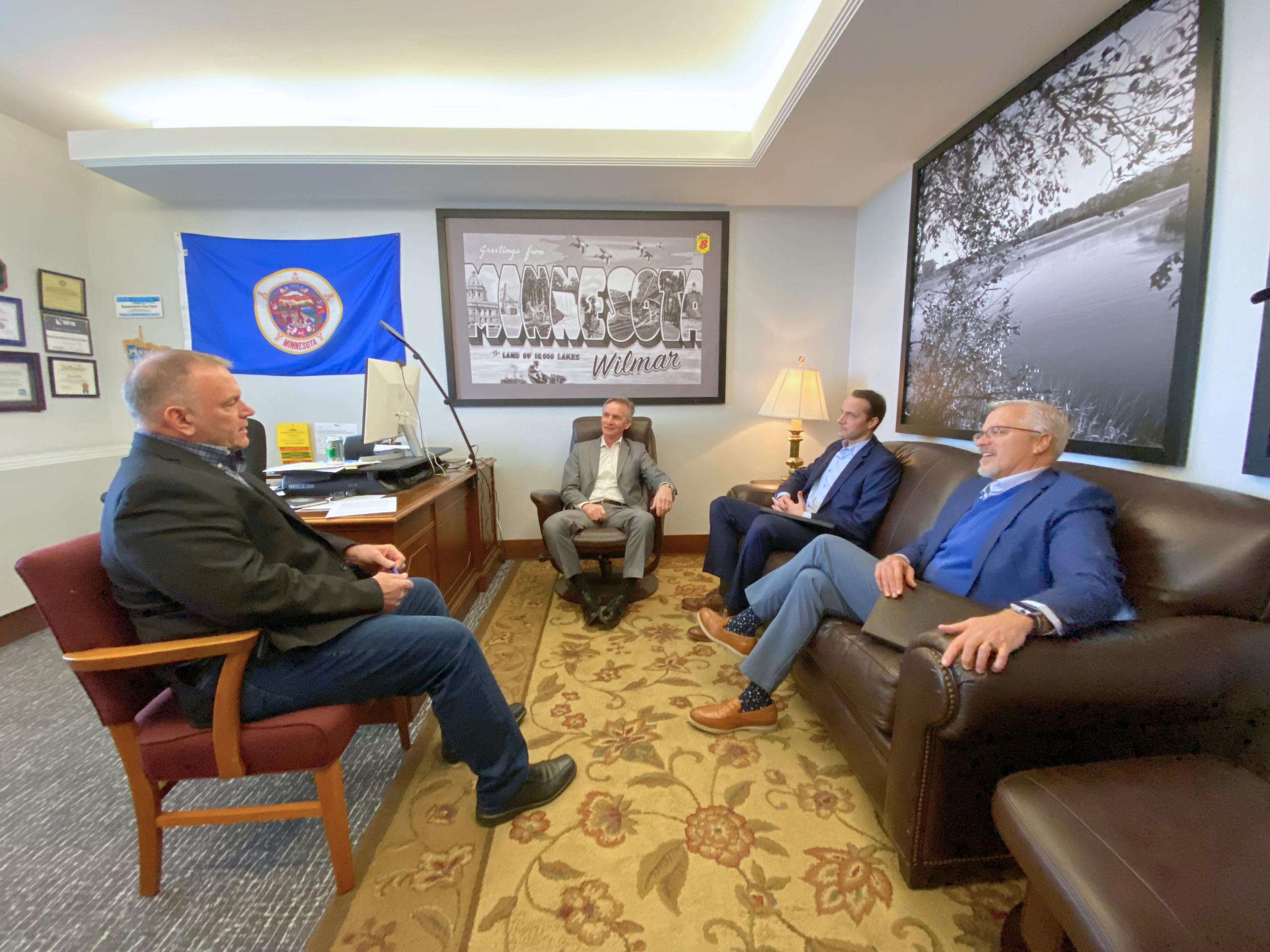 Minnesota community bankers meet with Rep. Dave Baker in St. Paul.