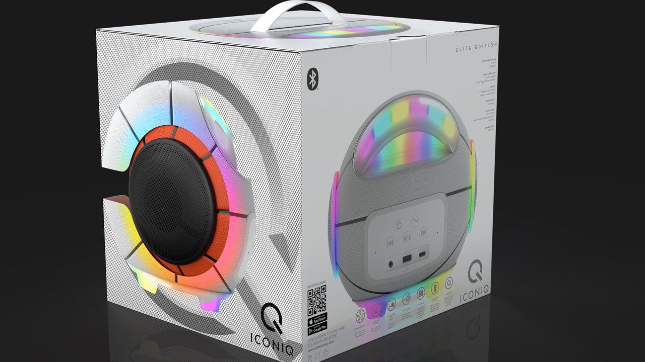 Die Cut Speaker Packaging and Logo - Back Left Corner