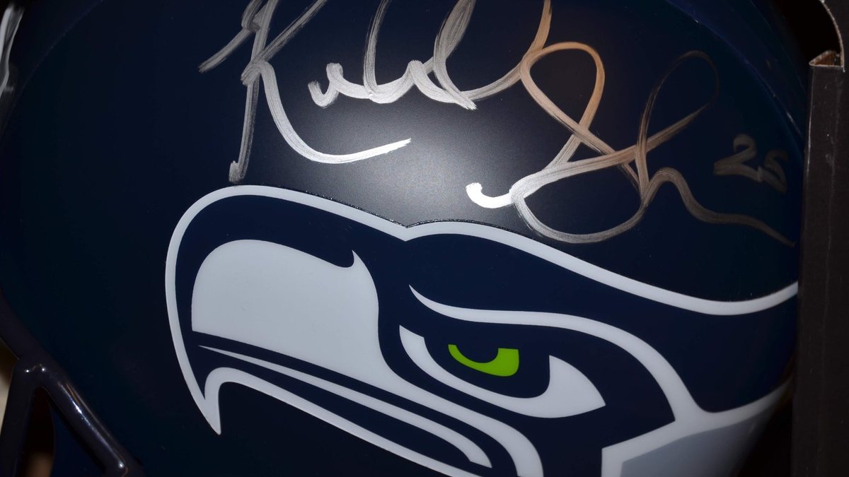 A signed Seattle Seahawks helmet