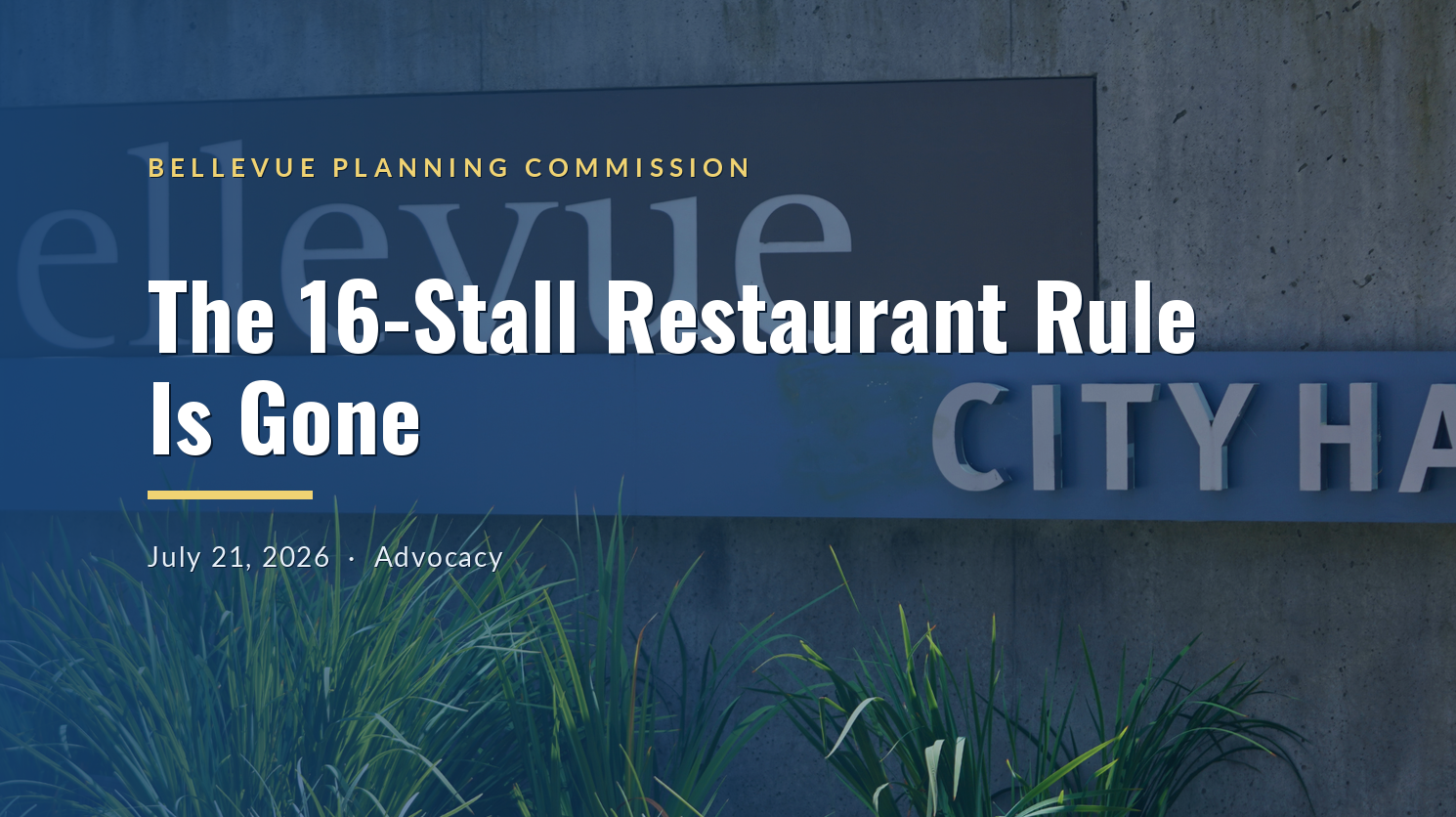 Bellevue's Parking Reform LUCA retires outdated ratios and moves to a single citywide commercial...