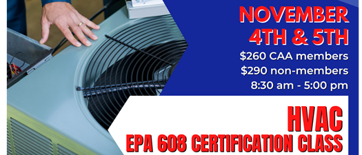 11.4.26 (& 11.5.26) HVAC 608 Certification Class