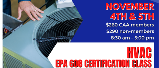 11.5.26 (& 11.4.26) HVAC 608 Certification Class 