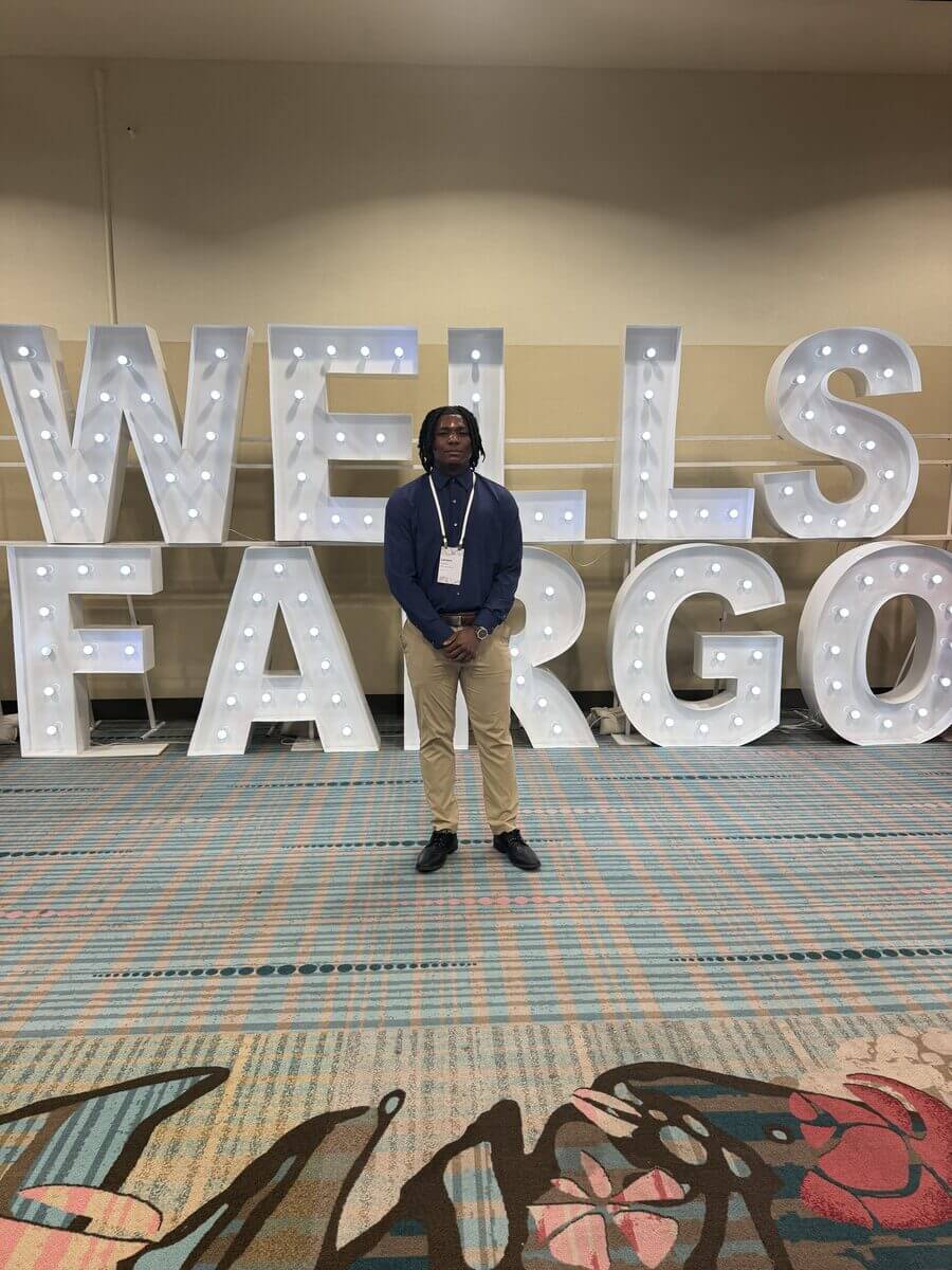 Lamont Joynes at the Wells Fargo office during his Corporate Risk internship