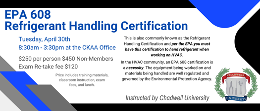 EPA 608 CFC Course/Refrigerant Handling Certification