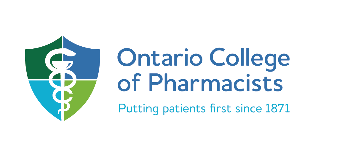 The image features the logo of the Ontario College of Pharmacists, emphasizing its commitment to patient care since its establishment in 1871.AI-generated content may be incorrect.