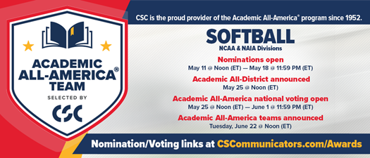 Softball Academic All-America Nomination Period (NCAA, NAIA)