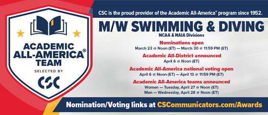 M/W Swimming & Diving Academic All-District Team announced (NCAA, NAIA)