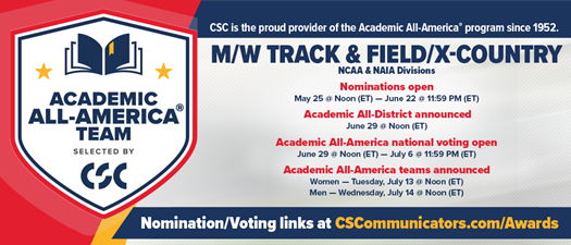 Men's Track & Field/Cross Country Academic All-America Team announced (NCAA, NAIA)