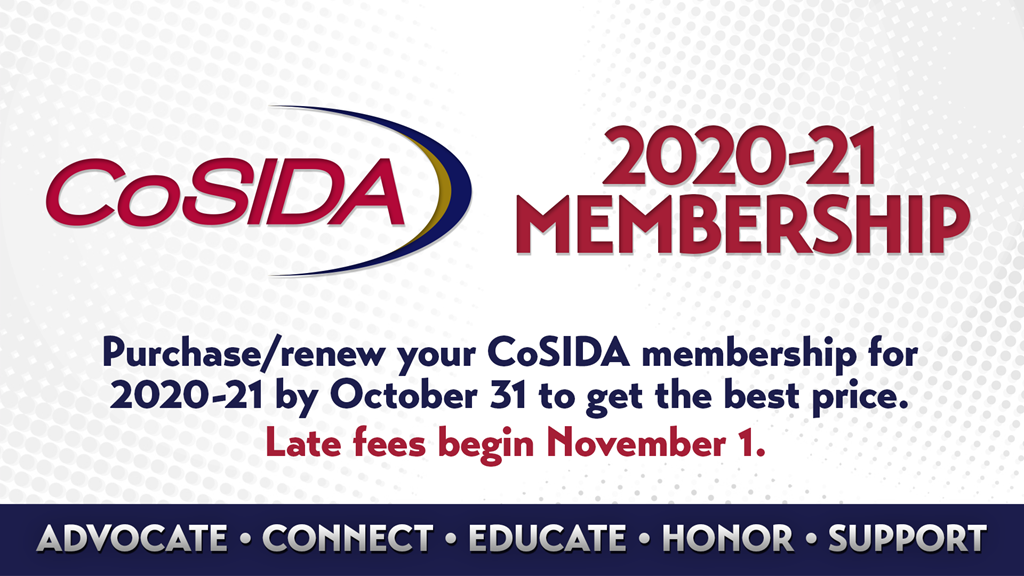 CoSIDA Membership Dues for 2020-21 Increase Beginning November 1