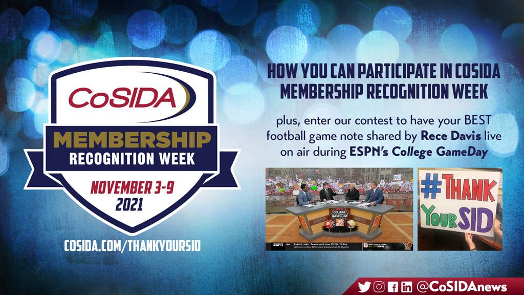 How You Can Participate in CoSIDA Membership Recognition Week - Join Us November 3-9 at CoSIDA.com/ThankYourSID