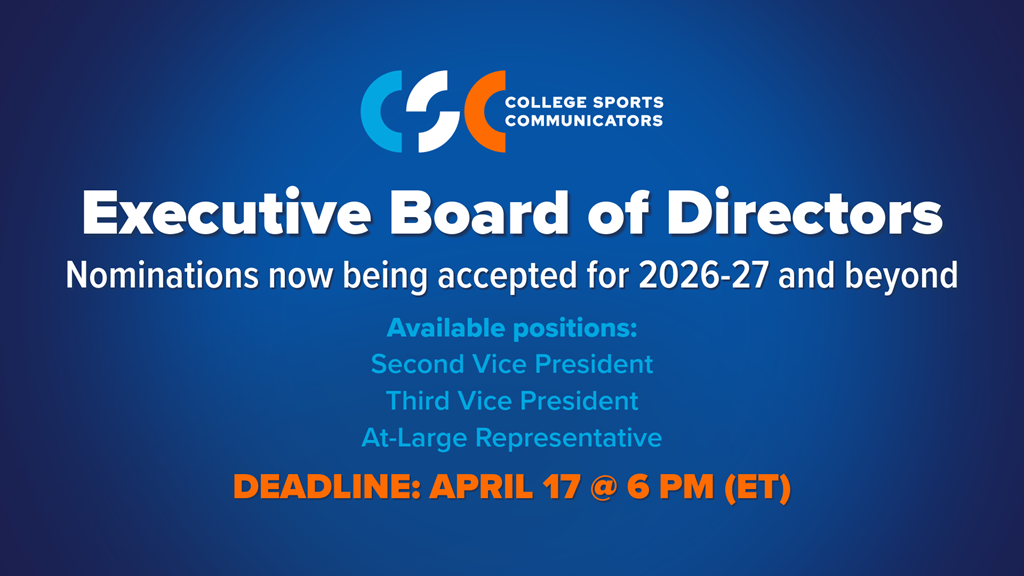 CSC Executive Board of Directors nominations open for vacant 2026-27 Second VP, Third VP and At-Large Representative positions: Deadline to apply is April 17