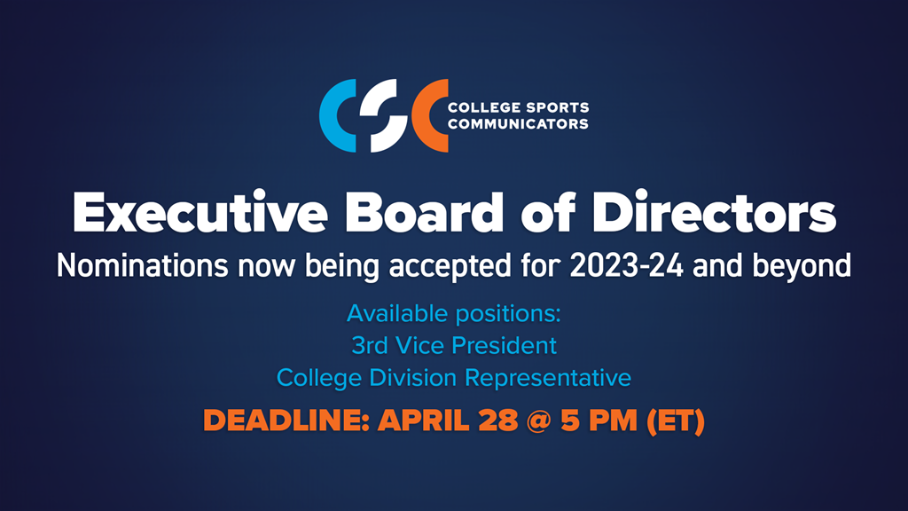 CSC Executive Board of Directors nominations open for vacant 2023-24 Third VP and College Division Positions: Deadline To Apply is April 28