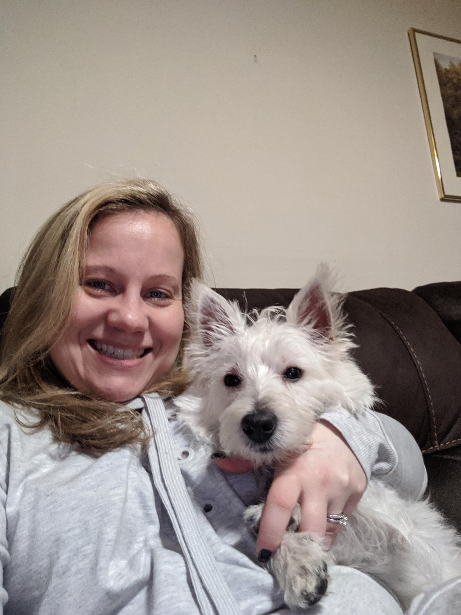 Kelly-Ann Di Giulio Light with her dog, Gracie.