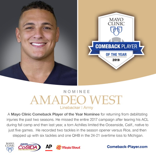Amadeo West, a senior linebacker at Army