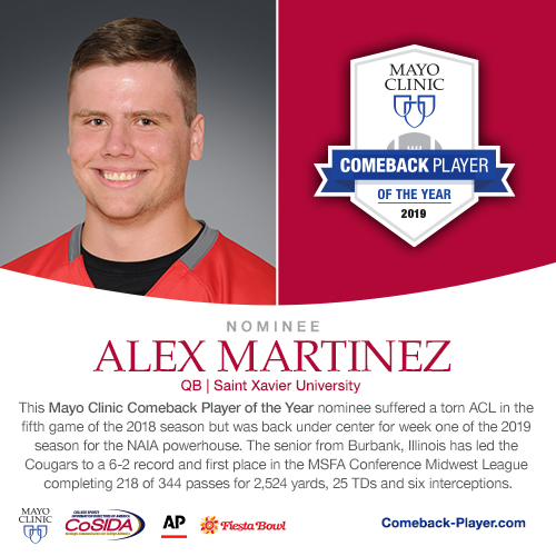 Alex Martinez, the starting quarterback at Saint Xavier University