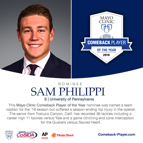 Sam Philippi, a safety for the University of Pennsylvania