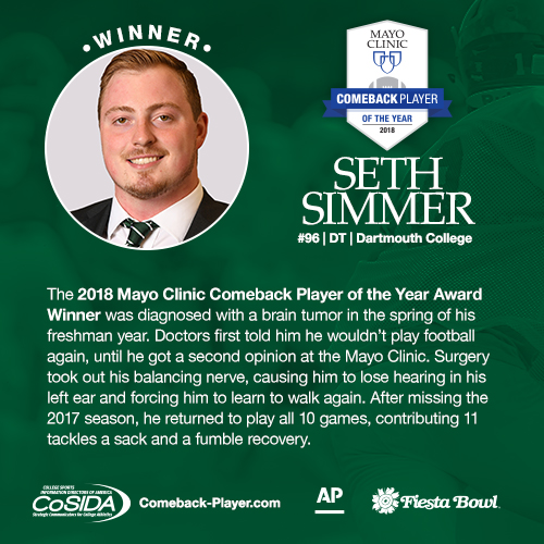 Seth Simmer, a junior defensive tackle at Dartmouth College