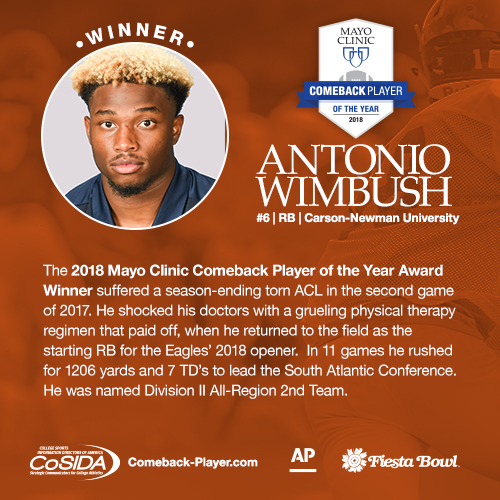 Antonio Wimbush, a junior running back at Carson-Newman University