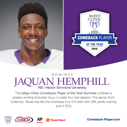 Jaquan Hemphill, a running back for Hardin-Simmons University