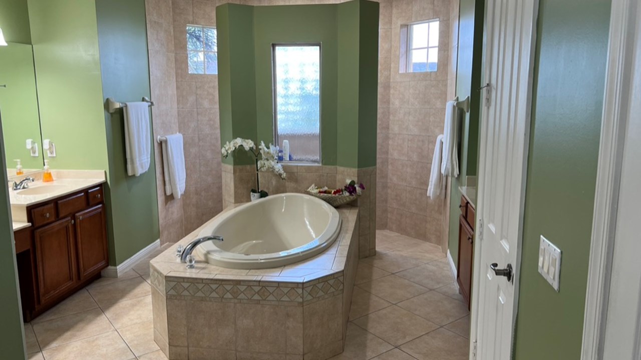 Main suite bath with double shower heads