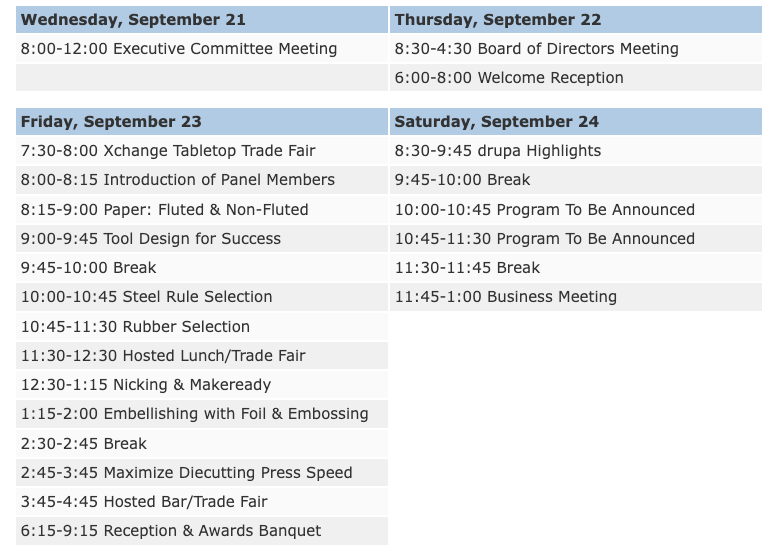 2016 Annual Schedule