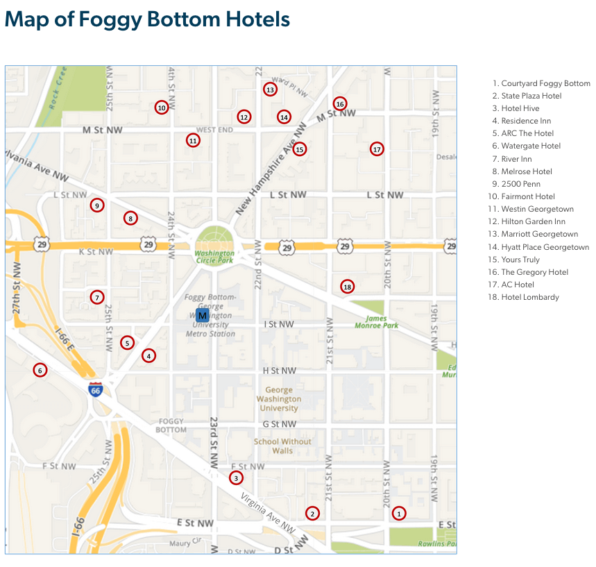 Map of Foggy Bottom Hotels