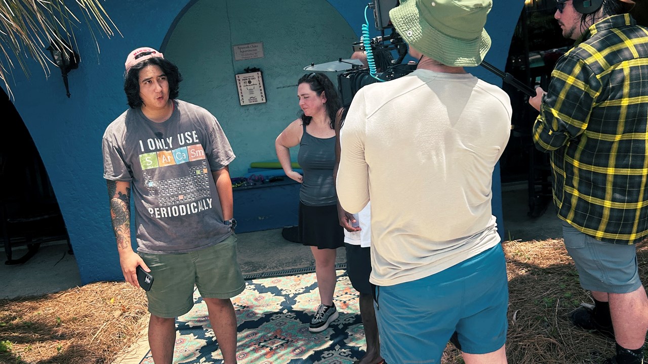 Short Film BTS of camera and sound opperator with cast