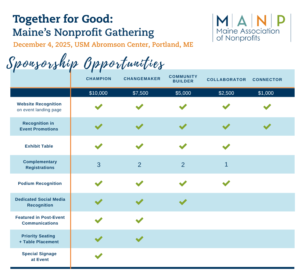 2025 Sponsorship Grid for T4G