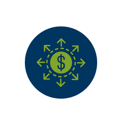icon of a dollar symbol with arrows pointing out and text $14 billion to the economy