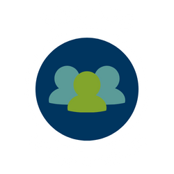 icon of a group of people with a white circle border and text 100,000 Maine workers