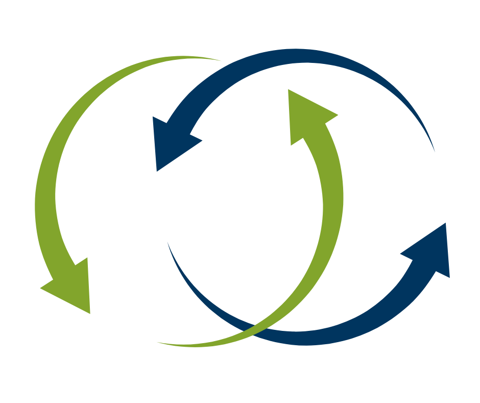 blue circular arrow overlapping with green circular arrow